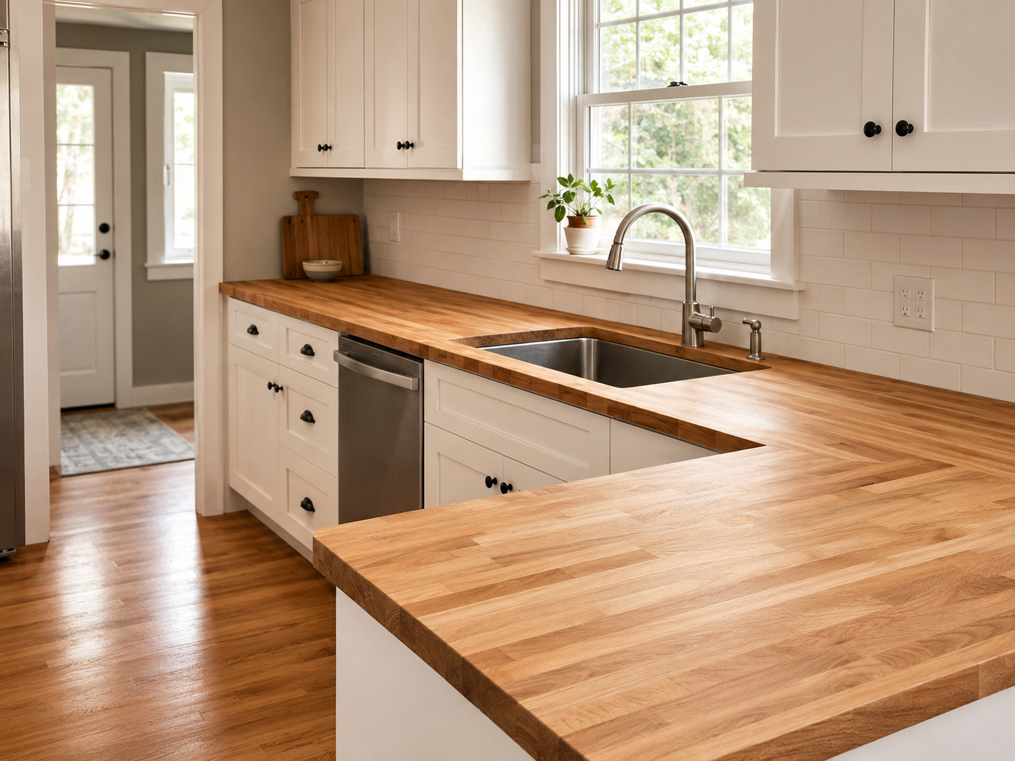 Cape Cod kitchen refresh with finished butcher block countertops