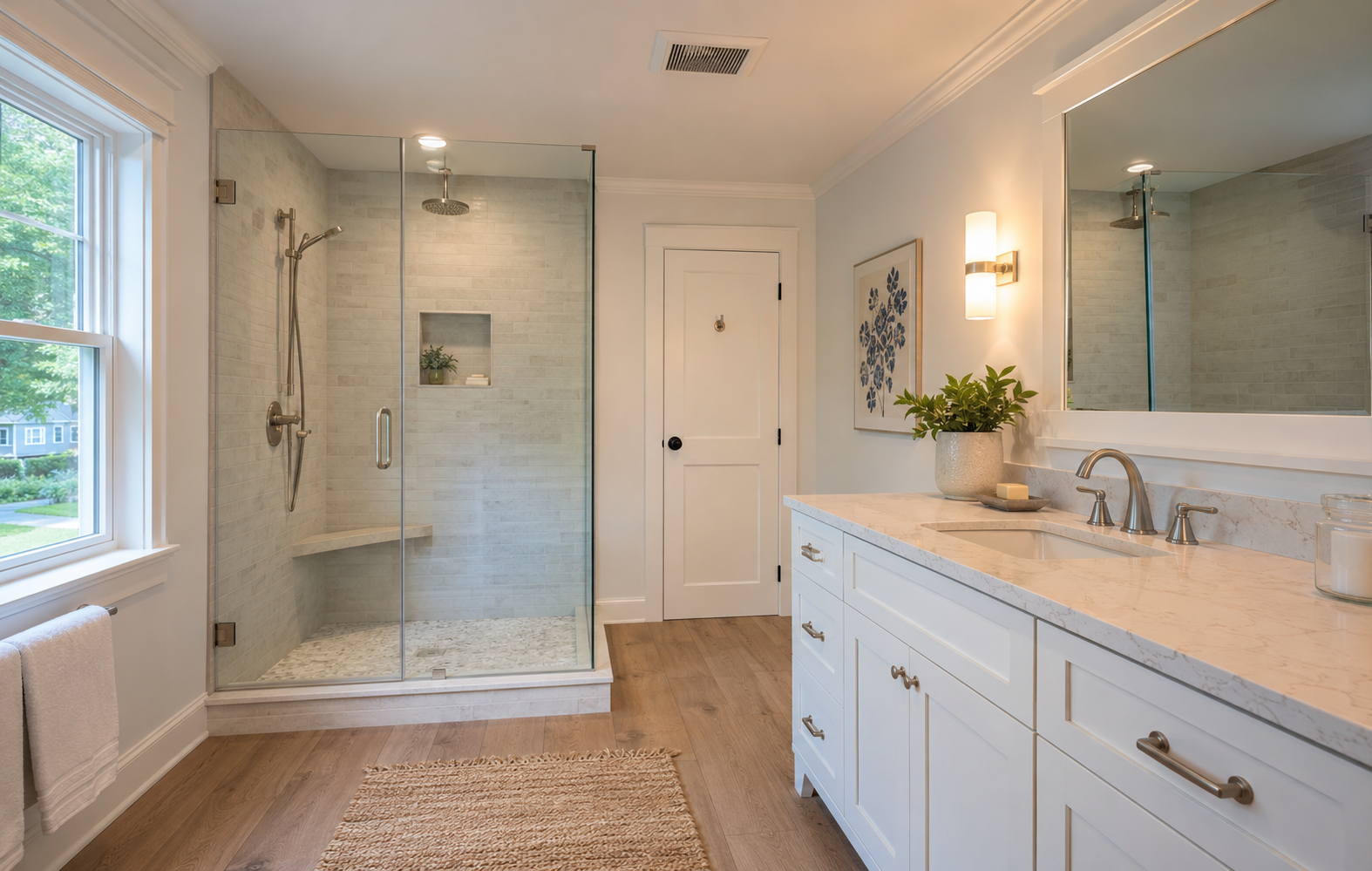 Completed bathroom remodeling project in Cape Cod Massachusetts