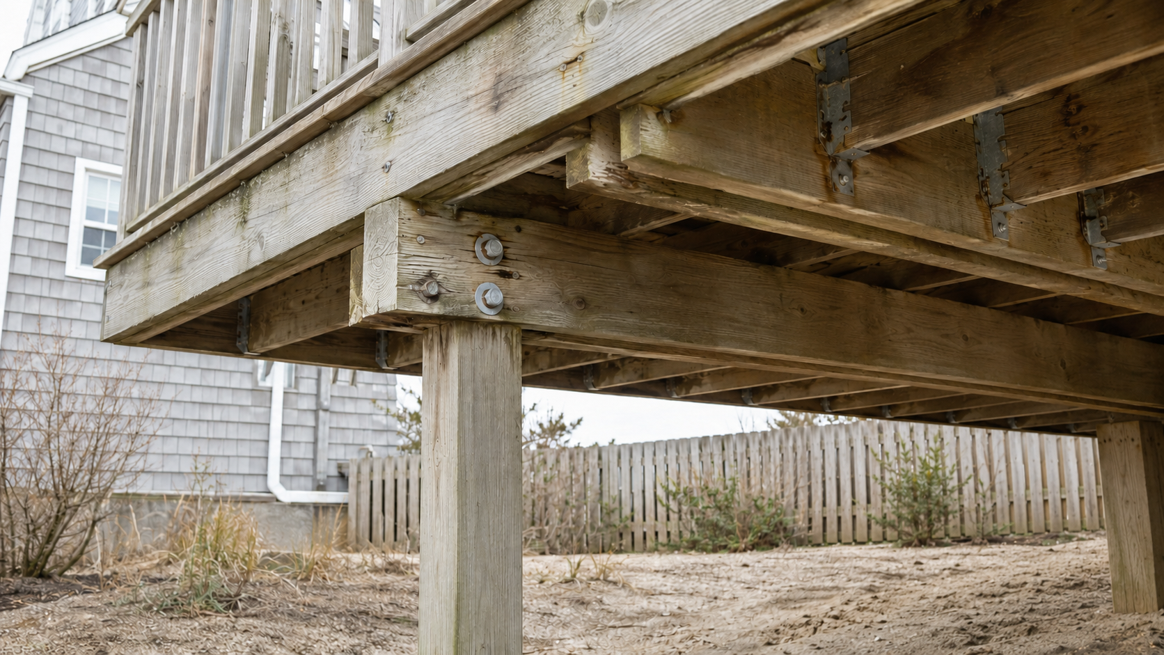 Deck framing inspection for an older Cape Cod home