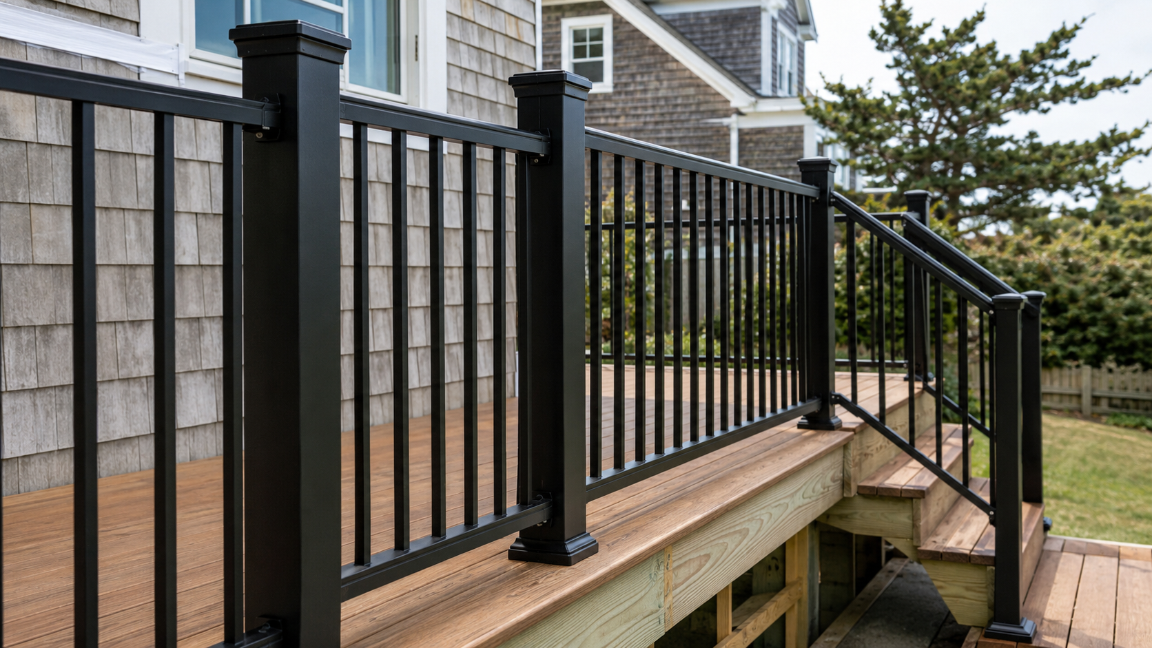 Code compliant deck railing installation in Cape Cod, MA