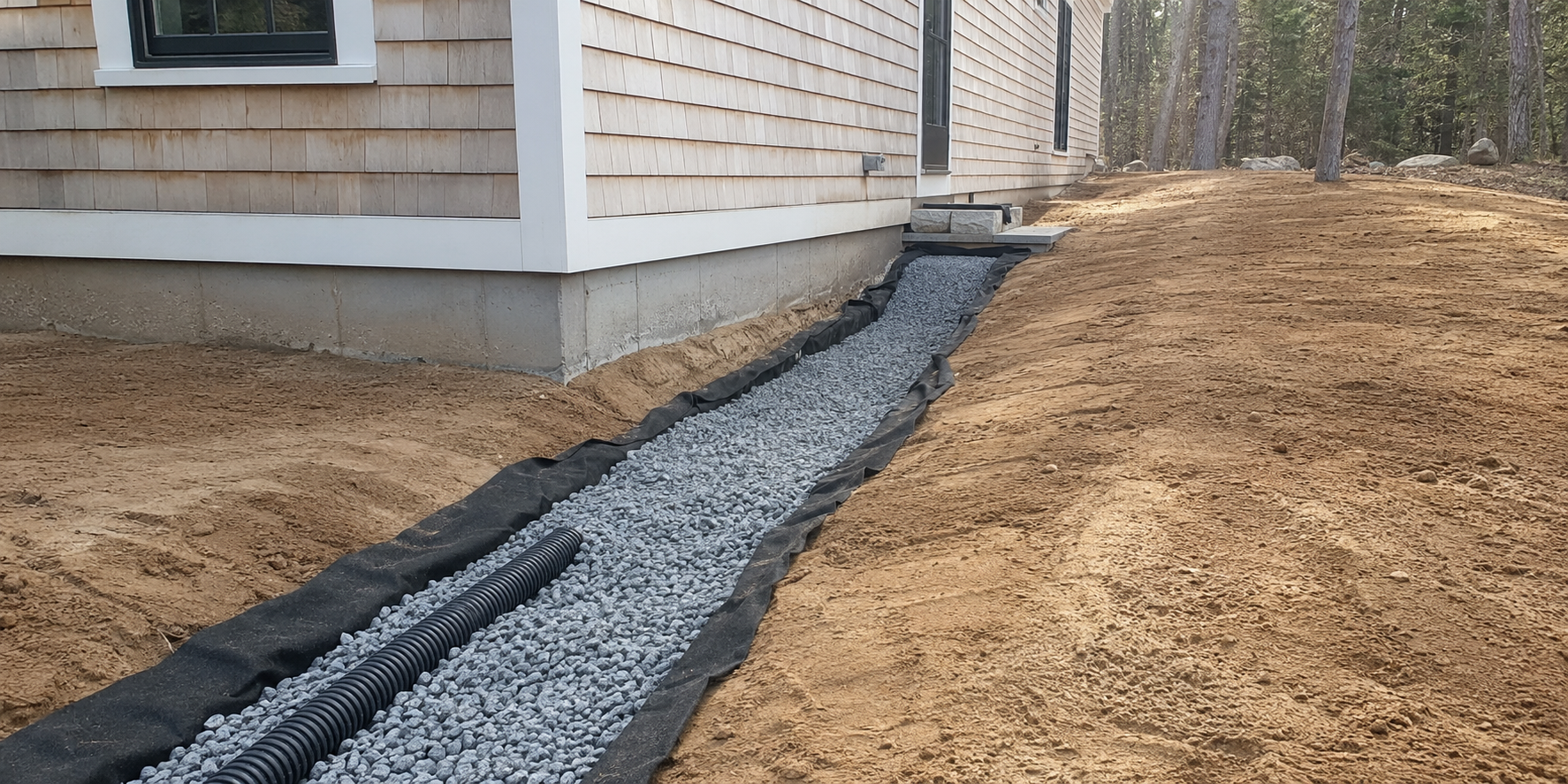 Grading and drainage correction around a Cape Cod home foundation