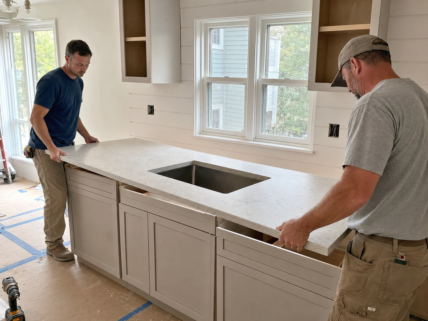 Stone countertop installation in a Cape Cod kitchen