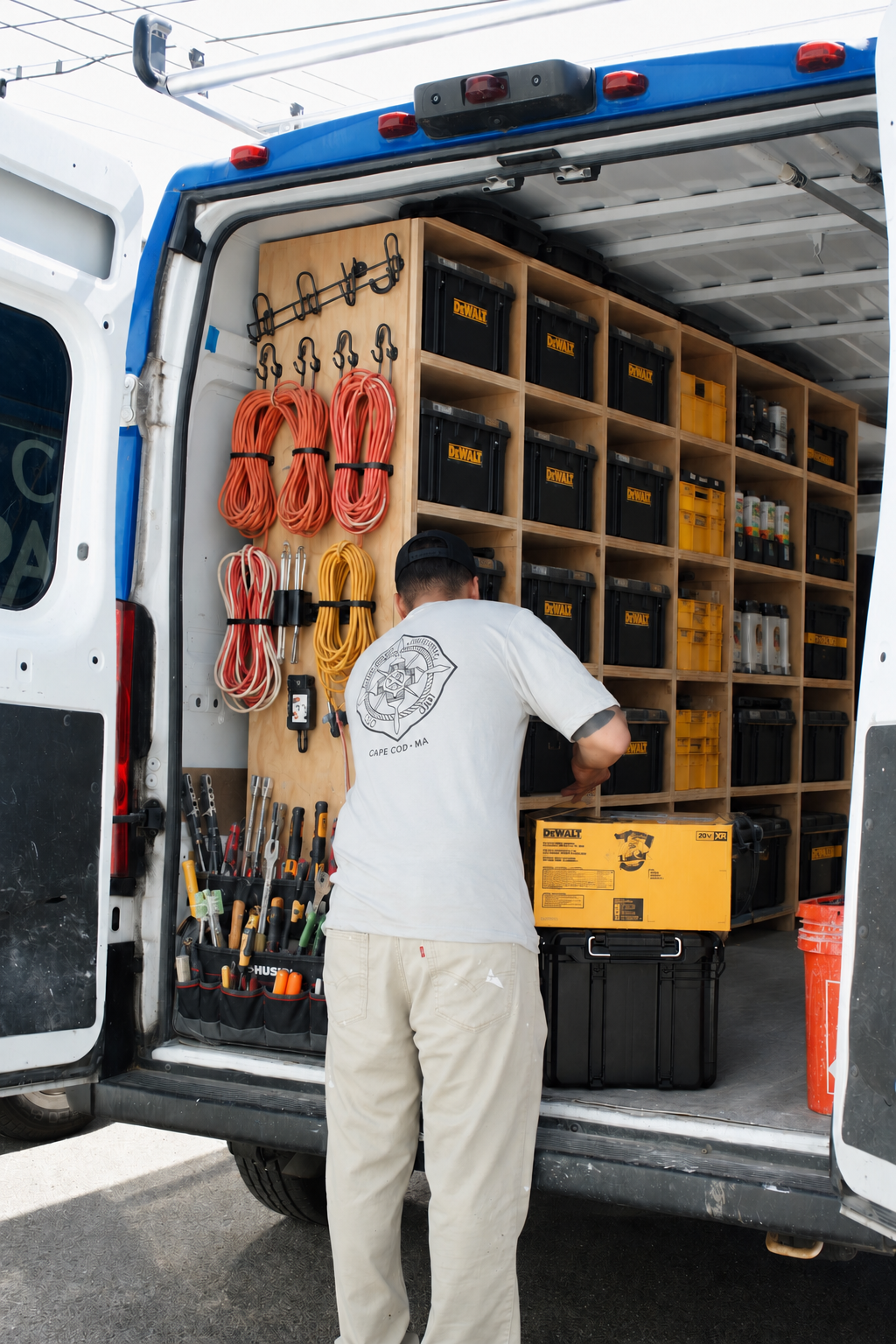 General contractor service van with tools in Barnstable, MA