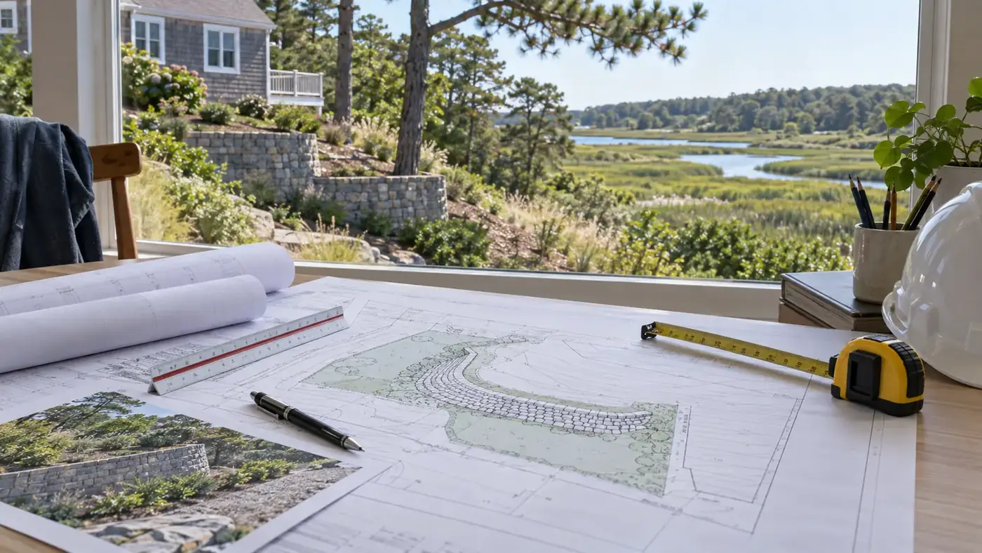 Illustrative retaining wall permit and site planning on Cape Cod